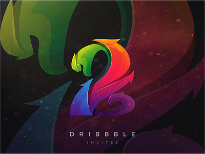 Dribbble Invites 2d design dribbble invites fullcolor gradient icon illustration invitations logo mark modern new number numbers simple symbol