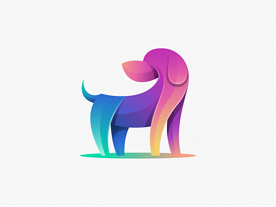 Baby Dog - Colorful animal design gradient icon identity logo mark modern simple symbol
