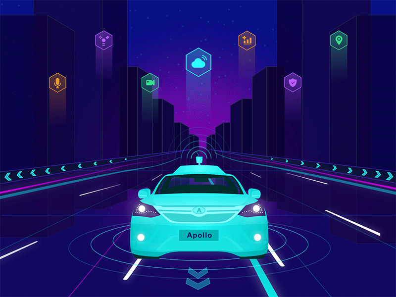 Driverless cars illustration