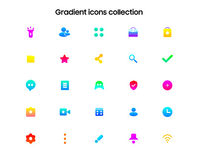 Gradient icons collcetions app design gradient icon iconography ui vector