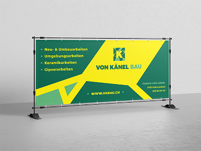 Banner Von Kaenel Bau banner construction green mosaic motion swiss yellow
