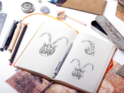 Sketch for Alpine ibex illustration designprocess ibex illustration sketch swiss
