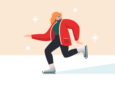 Winter fun blondie drawing girl illustration illustrator skating vectorart woman