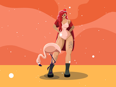 Seductive bae characterdesign flamingo girl illustrator illustrators model newyear pink redhead seductive snow winter