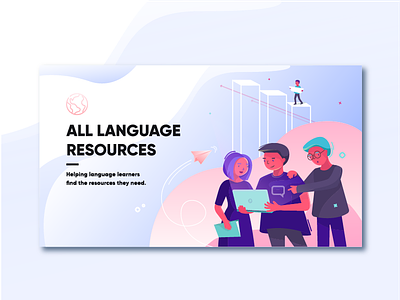 Language learning website banner banner colorful coworking drawing friendly illustration proffesional