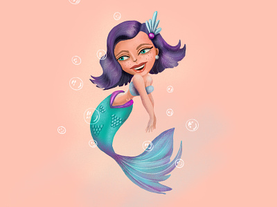 Bubbles and Tails drawing girl illustration mermaid mermay procreate sketch