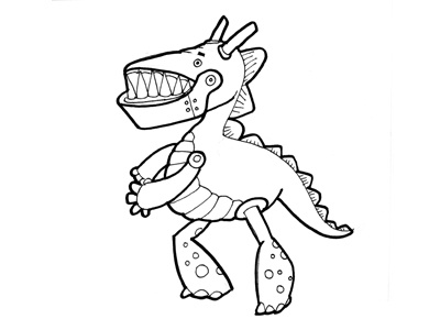 Dino-Bot dinosaur drawing robot sketch