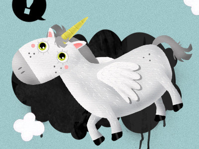 "Unipeg" 404 Error Illustration clouds donkey illustration pegasus unicorn