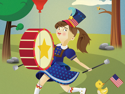 March to Your Own Drum 4th of july drum girl holiday illustration patriotic usa vector