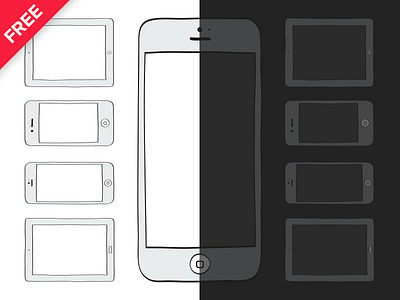 FREE Mobile Devices illustrations android device flat free freebie handdraw illustration ipad iphone mockup tablet vector