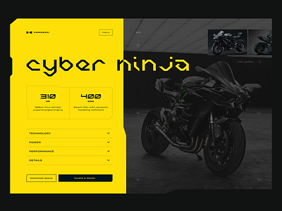 Cyber Ninja concept cyber cyberpunk futuristic h2r kawasaki moto motorcycle ui yellow