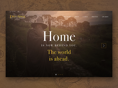 Lord Of The Rings redesign #dailyui #003 003 dailyui fantasy gandalf landing lord lotr page rings