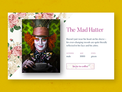 The Mad Hatter profile #dailyui #006 006 alice dailyui fantasy flowers hatter mad movie profile user wonderland