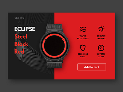Ziiiro Eclipse Redesign #dailyui #012 012 clean dailyui detail item minimalist page product watch ziiiro