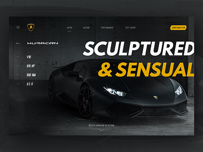 Lamborghini Huracán car concept dark design huracan lamborghini landing typography ui web webdesign
