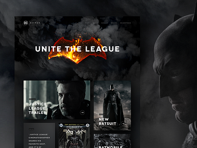 Justice League Batman page batman comics dark dc justice landing league movie webdesign website