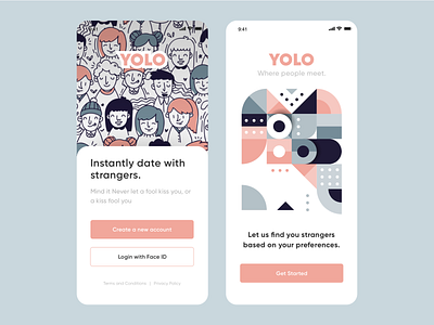 UI Design - Dating app concept (YOLO) 2d abstract app art artwork brand dating dating app design designer graphic illustration logo love popular typography ui ux vector yolo