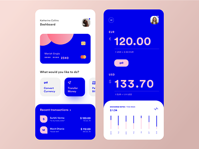 All-in-one Banks App Concept app application bank banking app blue concept convert currency currency converter design designer graphic illustration logo sketch transfer typography ui ux vector