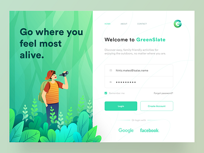 UI Design: GreenSlate. Discover nature in the way you like. ⠀