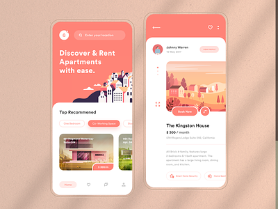 //UI Design Discover & Rent Apartments with Ease. app design designer illustration illustrator logo sketch typography ui ux vector