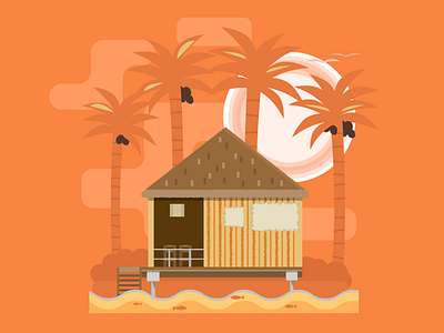 Illustration- Beach house by msdesigns on Dribbble