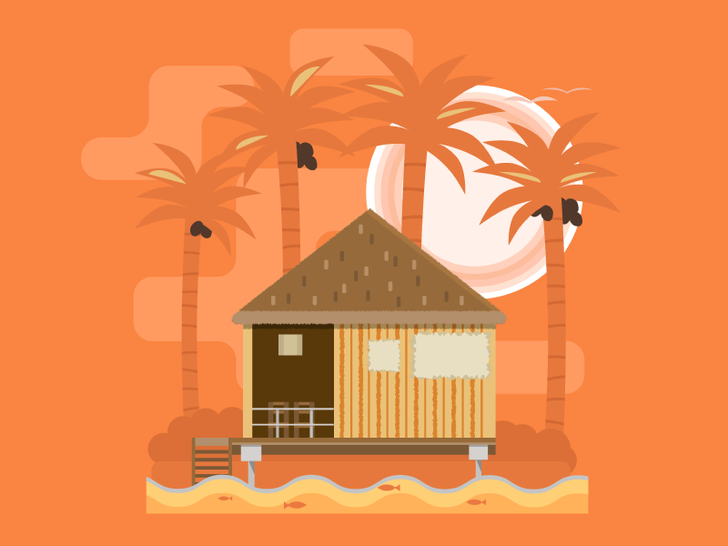 Illustration- Beach house by msdesigns on Dribbble