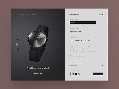 Checkout Page UI animation app branding checkout design designer dribbble graphic illustration illustrator logo minimal sketch typography ui ux vector watch watch design web