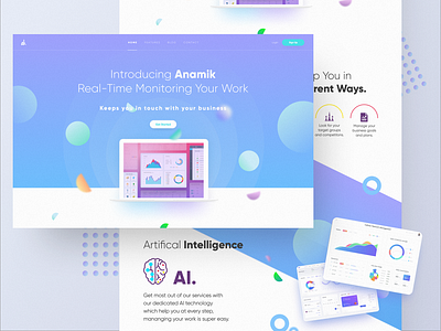 Anamik- Now real time monitor your work with just one click. app design designer flat graphic illustration illustrator intelligence logo minimal monitor sketch typography ui ux vector web website