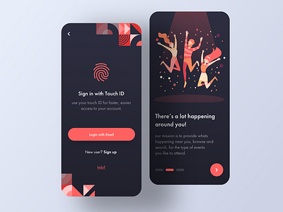 # uiux - Login & Onboarding UI for Event Finder App⁣ animation app branding design designer flat graphic illustration illustrator invision logo minimal muzli sketch typography ui ux vector web website