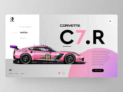 Corvette Car Landing Page Concept - C7.R⁣⁣ animation app branding car clean corvette design designer flat icon illustration landingpage lettering minimal typography ui ux vector web website