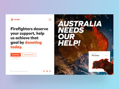 Landing Page: Donations for Australia, They Need Our Help! app australia concept conceptual design designer donate donations fire forest illustration logo save sketch space typography ui ux vector webconcept