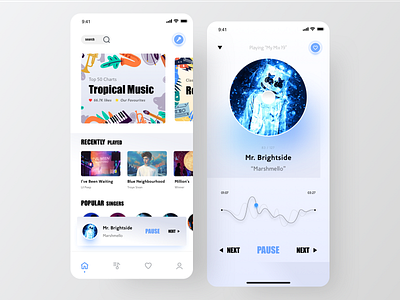 UI Design: Minimal Music Player Concept app appdesigner blue concept design designer graphic illustration logo marshmello music music app music player sketch typography ui uiapp ux uxui vector