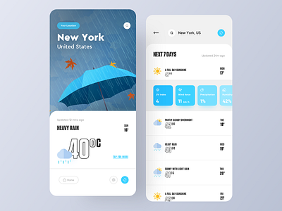 UI Design: Beautiful Weather App Experience Concept app app design appdesign appdesigner blue design designer illustration logo minimal typography ui uidesign uiux ux uxdesign vector weather