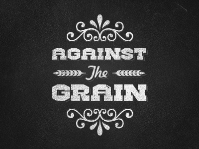 Against The Grain black and white flourish logo shadow texture typography wheat