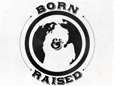 Born & Raised ampersand applewood black and white brand grit logo mark michigan one color tattoo texture