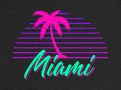 Miami Drib 1980s 80s apparel clothing cotton bureau florida graphic design miami old school palm tree product teeshirt tshirt vibrant vintage