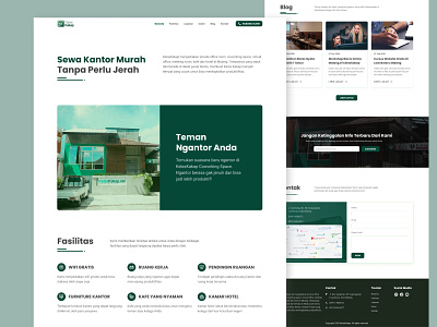 Co-working Space design green landing page uiux working space