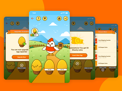Egg Crack Mobile App Game app design e-commerce e-commerce game egg egg crack game illustration mobile game uiux