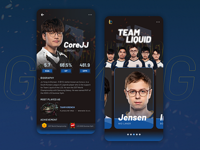 Team Liquid - League of Legend Mobile App Design