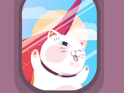 Help Meeeee!! airplane cat cute illustration