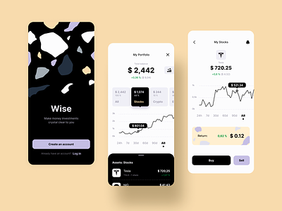 Wise - Investment app concept app design ui ux