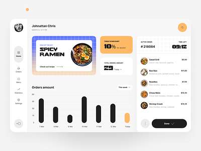 Spicy Ramen - Dashboard for Restaurant app app branding dashboard delivery design food icon product design ramen restaurant tablet ui ux ux design vector web