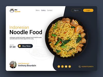 Landing Page Noodle Food design figma figma design food food app food illustration foodie ilustration interface noodle noodles ui user ux web webapp webdesign webdesigner website xd