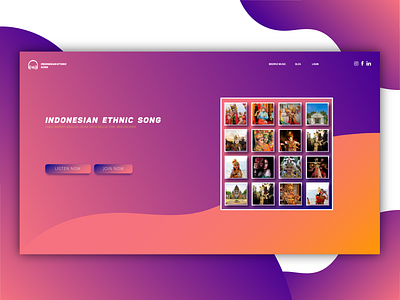 Landing Page Indonesian Ethnic Song app branding design gradient home icon illustration ilustration ilustrator interface photoshop ui user ux vector xd