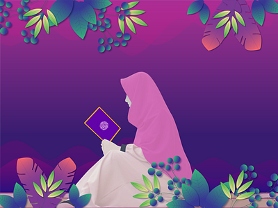 Women Read Quran Gradient design illustrator ilustrator muslim quran ramadan vector women
