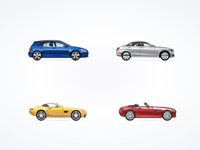 Car icons bmw car icon realistic car icon roadster vector volkswagen golf