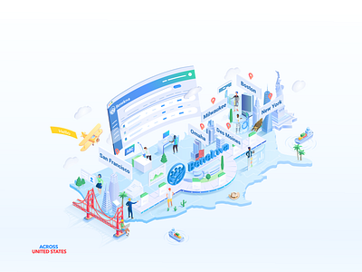 Across United States isometric illustration for Benekiva