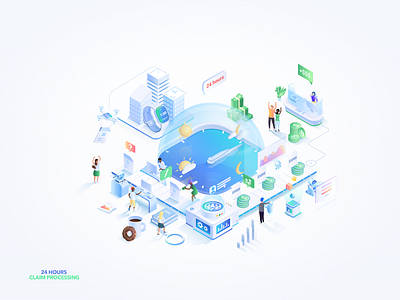 24 Hours Processing isometric illustration for Benekiva