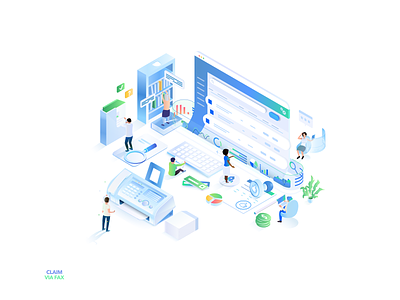 Claim via Fax isometric illustration for Benekiva