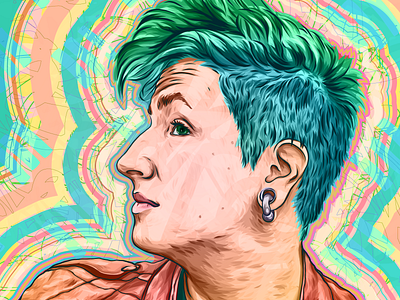 New Haircut blue illustration pixie portrait profile vector